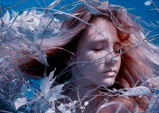 woman among branches