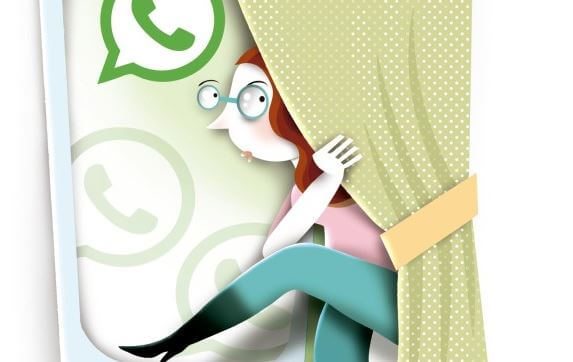 woman hiding from whatsapp