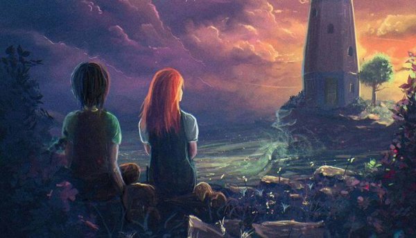 boy and girl near lighthouse