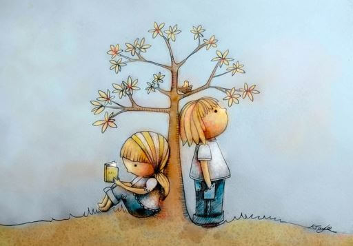 children by tree
