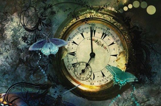 clock and butterflies