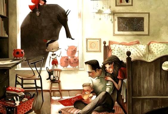 함께 책을 읽는 가족: 풍요로운 가정의 특징: 소리내고, 사과하고, 포옹한다
