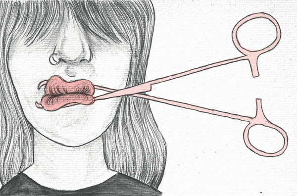 mouth clamped shut