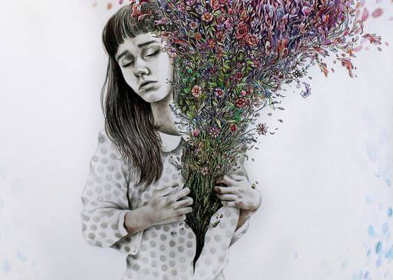 woman with flowers
