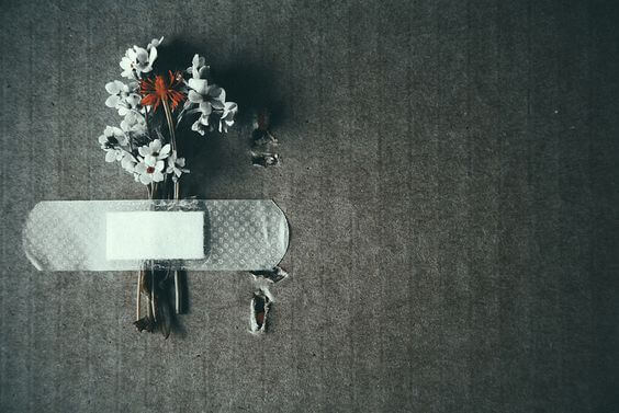 bandaid holding flowers
