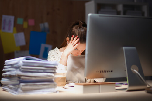 girl frustrated at work