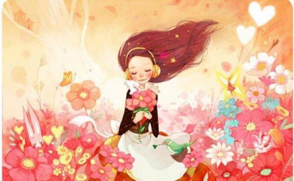 girl holding flowers