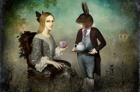 Woman with Rabbit Person