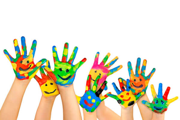 Colored Hand Faces