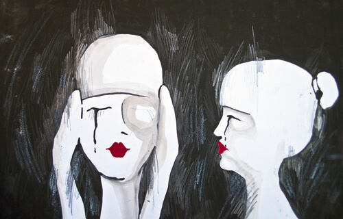 two crying women