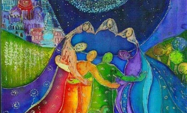 circle of colorful people