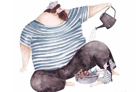 father playing with daughter