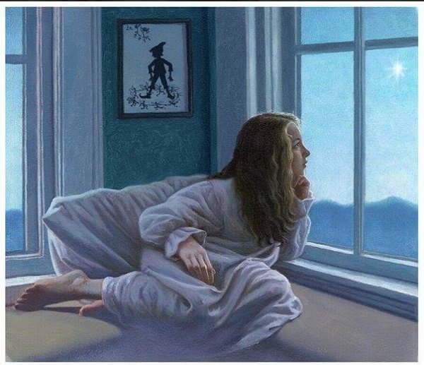 girl looking out window