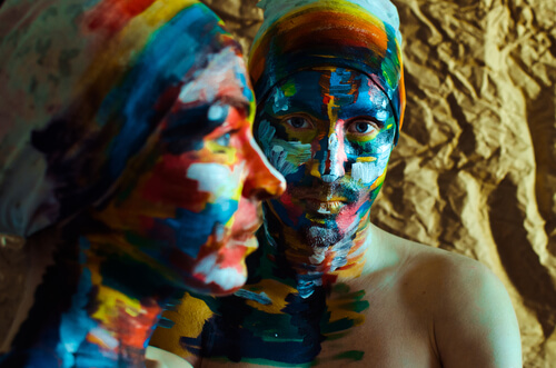 Two People Painted Faces