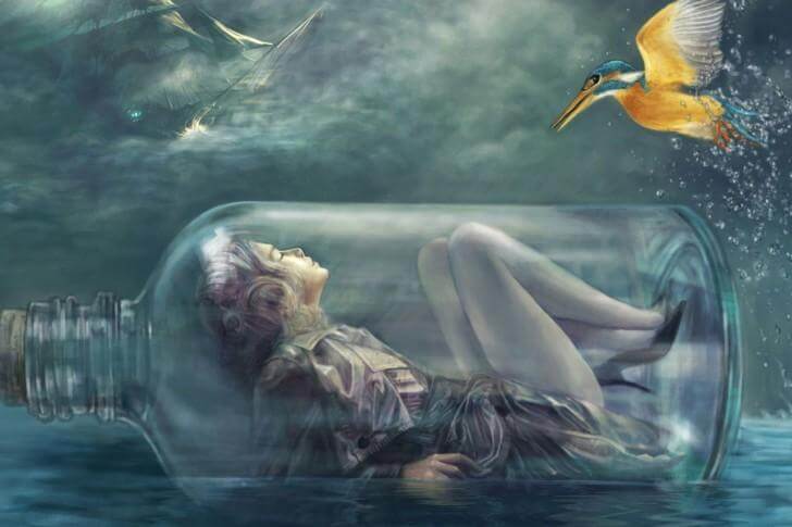 girl in a glass bottle