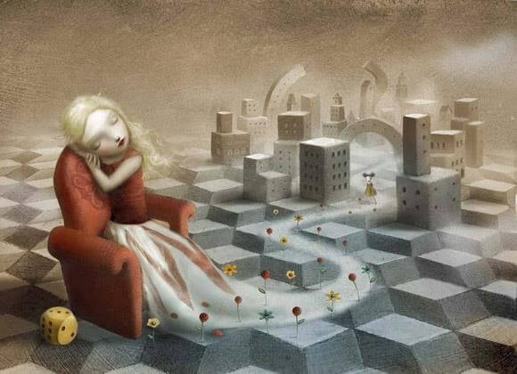girl sleeping in a toy room