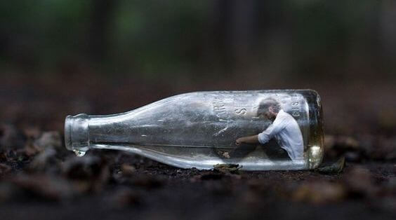 man in bottle