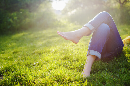 person lying on grass
