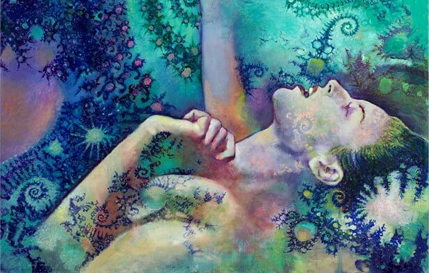 woman colorful drawing