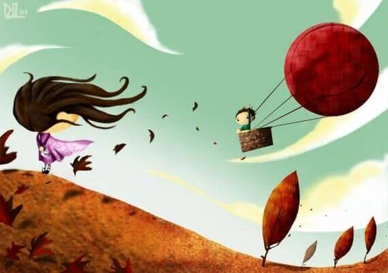 Man Leaving Woman on Hot Air Balloon