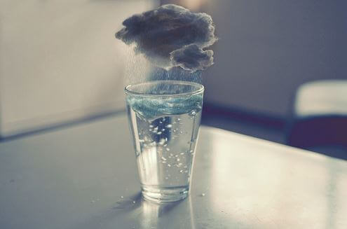 cloud over glass of water