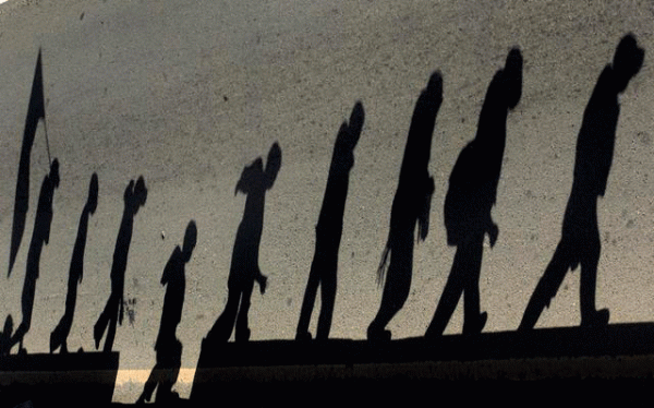 shadows of people walking