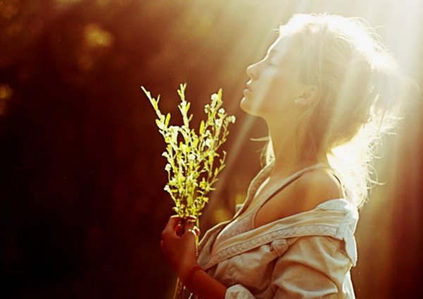 sunlight shining on woman