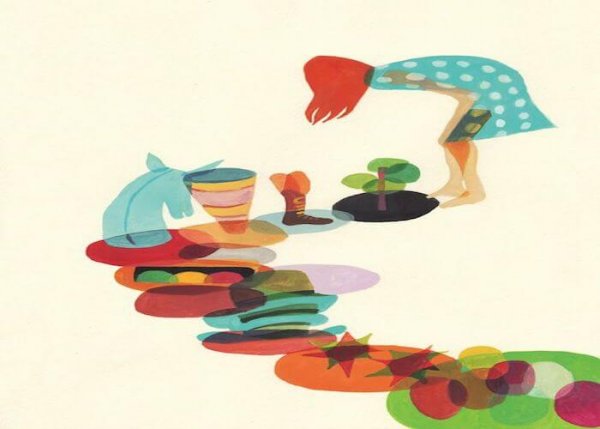 woman looking at path