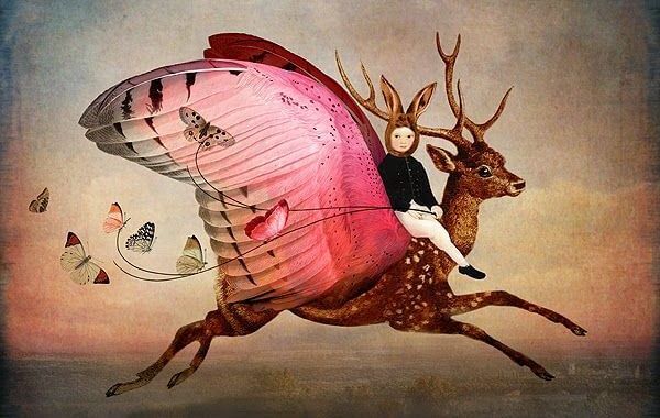 child on a deer beast