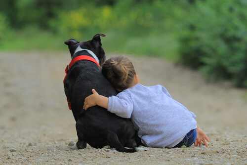 kid with dog