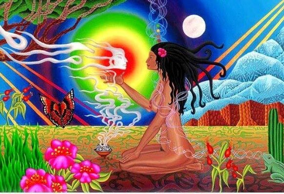 naked woman with smoke face