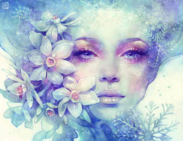blue fairy with flowers