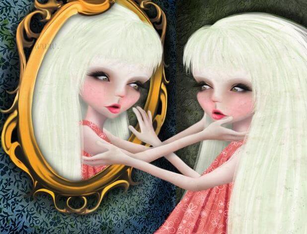 girl touching her reflection