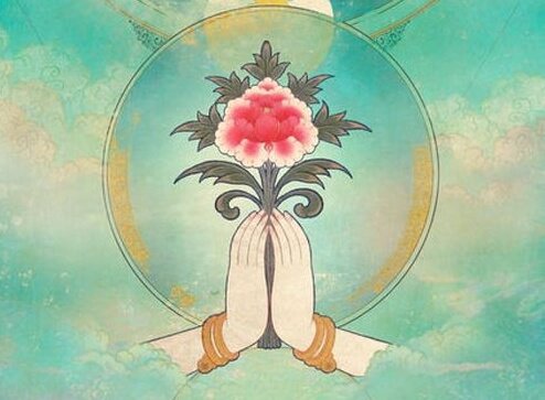 hinduism hands holding flower