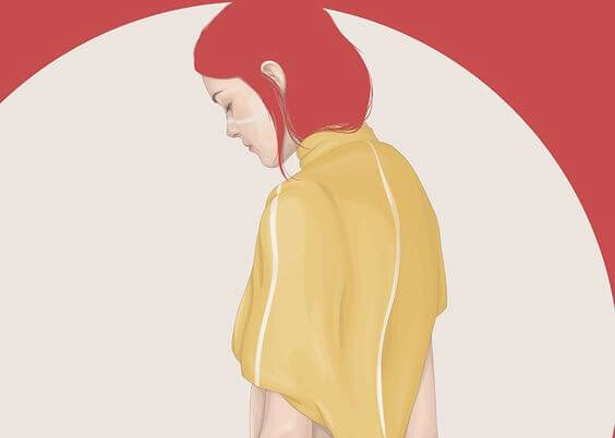 sad lady with red hair