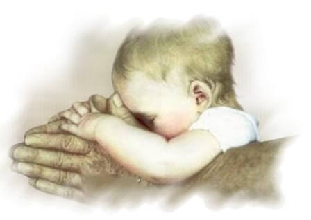 baby in grandfathers hands