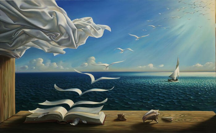book pages flying away as birds
