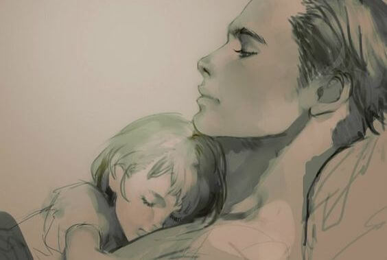 daughter and father sleeping