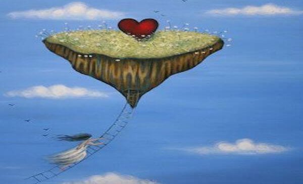 floating island with heart