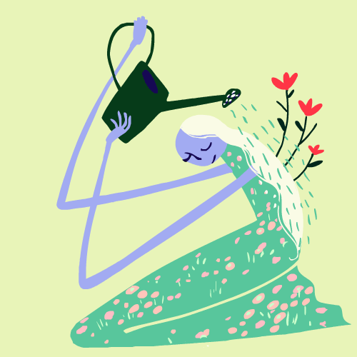 gif girl watering self