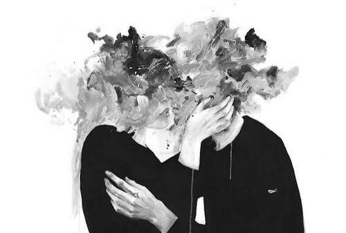 couple with smeared faces embracing