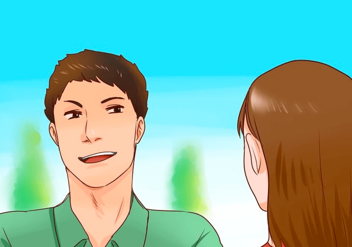 man and woman talking