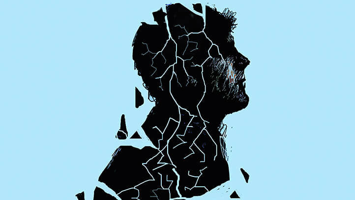 shattered silhouette of man
