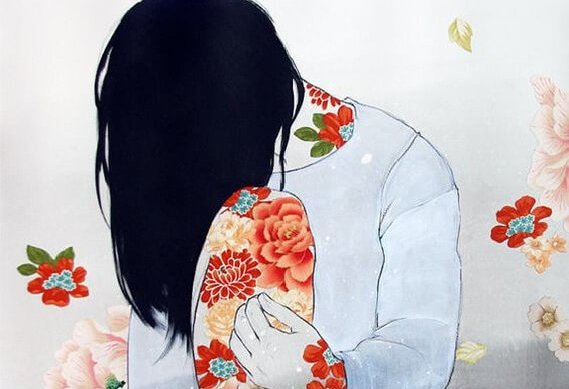 woman with flowers