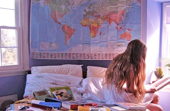 girl sitting in bed