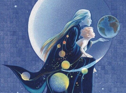 mother and son kissing the earth