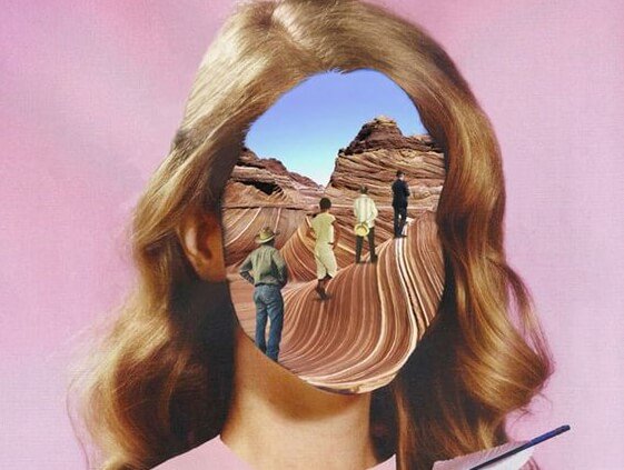 woman with picture for face