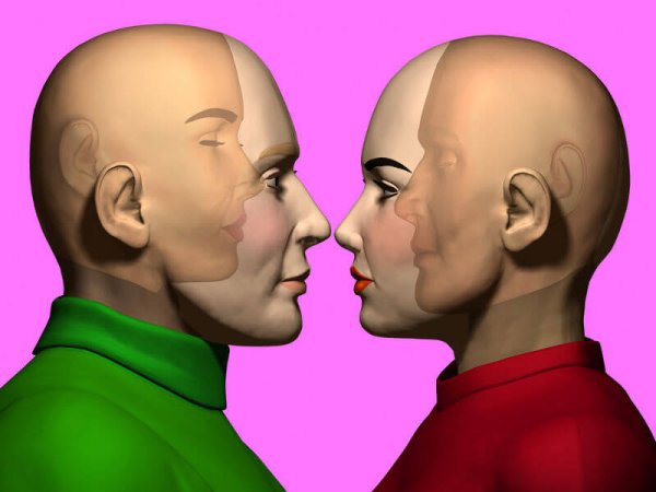 two people facing each other