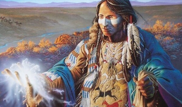 Native American shaman in the hills