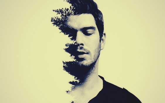 a man with a treeline profile